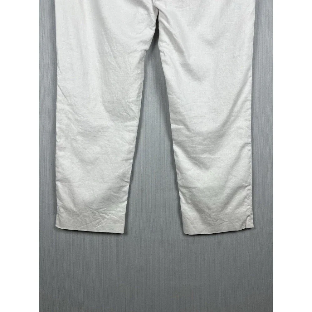 Avery White Linen Ankle Trouser Banana Republic Factory Sz 14 EUC Capsule Resort